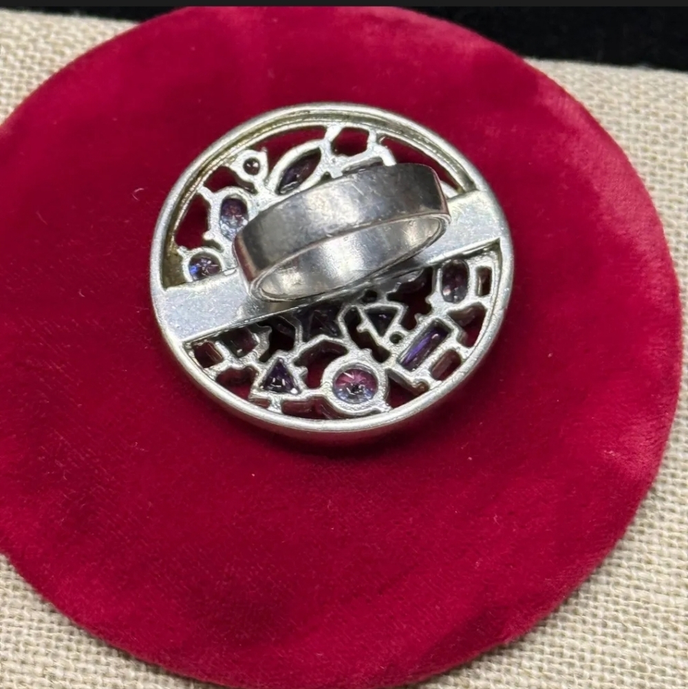 Sterling Silver Purple Statement Shield Ring Size… - image 4